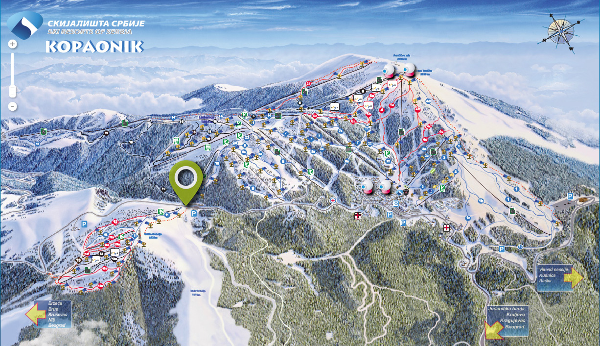 mapa ski centra kopaonik
